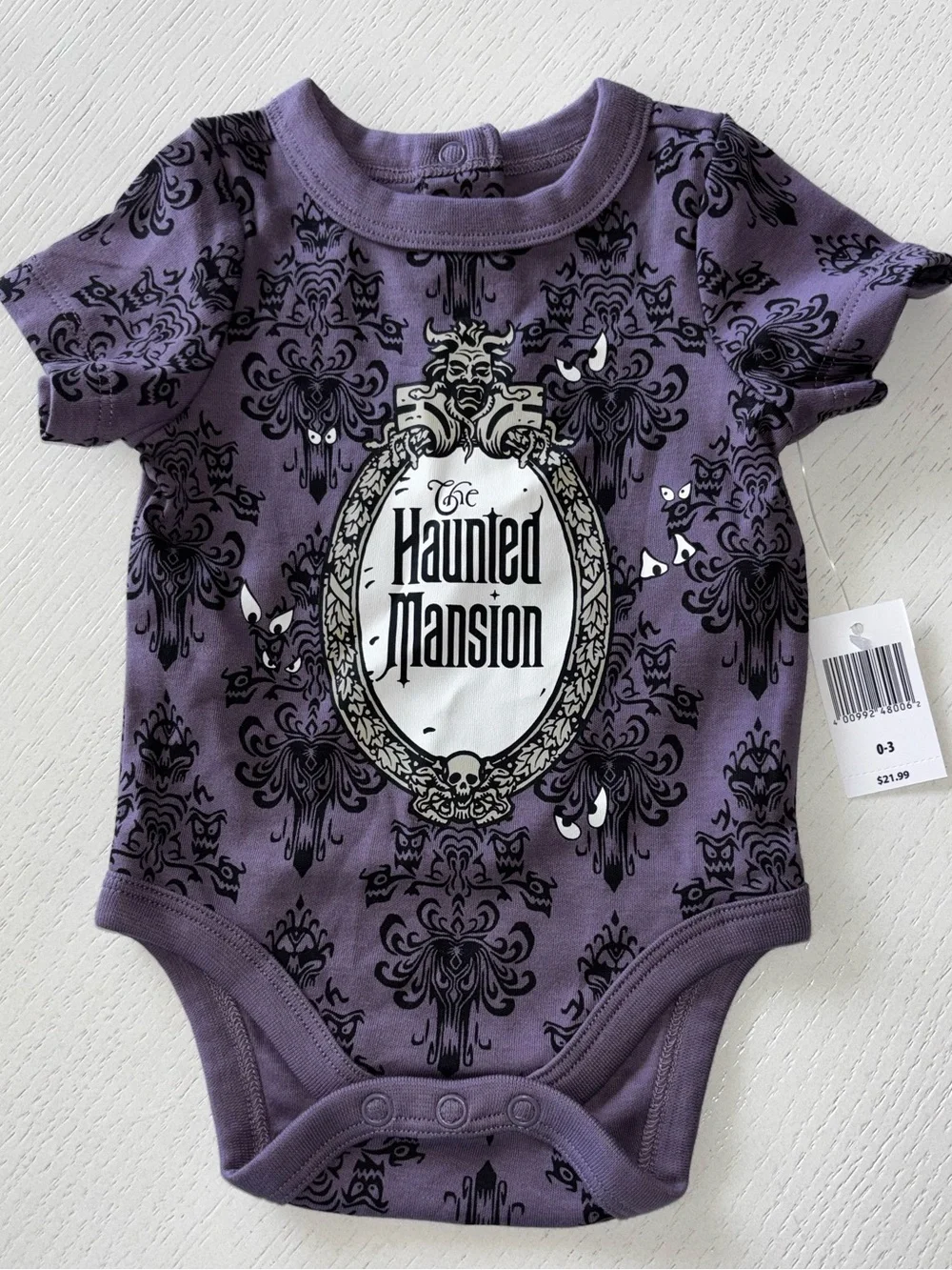 Disney Haunted Mansion Purple Baby Onesie - NWT - Size 0-3 month